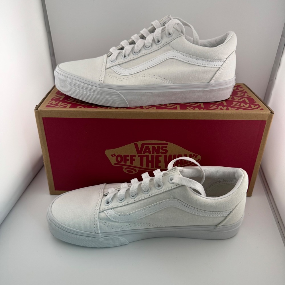 Vans Old Skool Sneakers Mens 6 Womens 7.5 True White Canvas Low Top VN000D3HW001